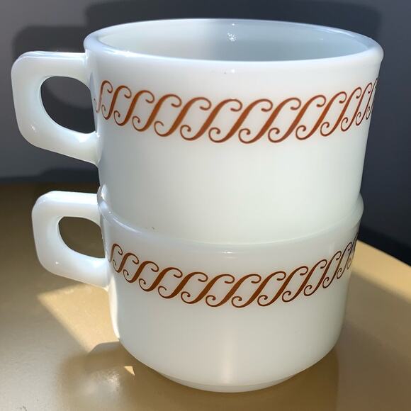 Vintage PYREX Corning Stackable Diner Coffee Mug Regency Brown White - Picture 9 of 10